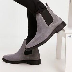 Miss Smart Faux Suede Gray Chelsea Rain Boots